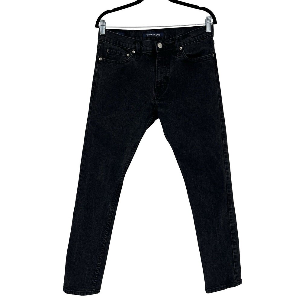 Calvin Klein Jeans Men 32x30 CKJ026 Slim Black Wash‎ Straight Leg Denim
